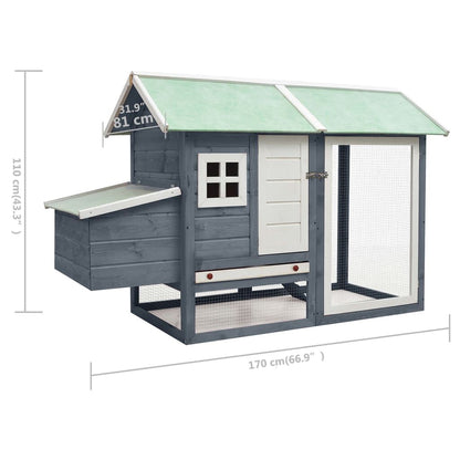 Vidaxl Gallinero Madera Maciza De Pino Y Abeto Gris 170x81x110 Cm_2