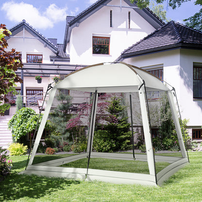 Carpa De Jardín Para 6-8 Personas Outsunny 300x300x240 Cm Blanco_1