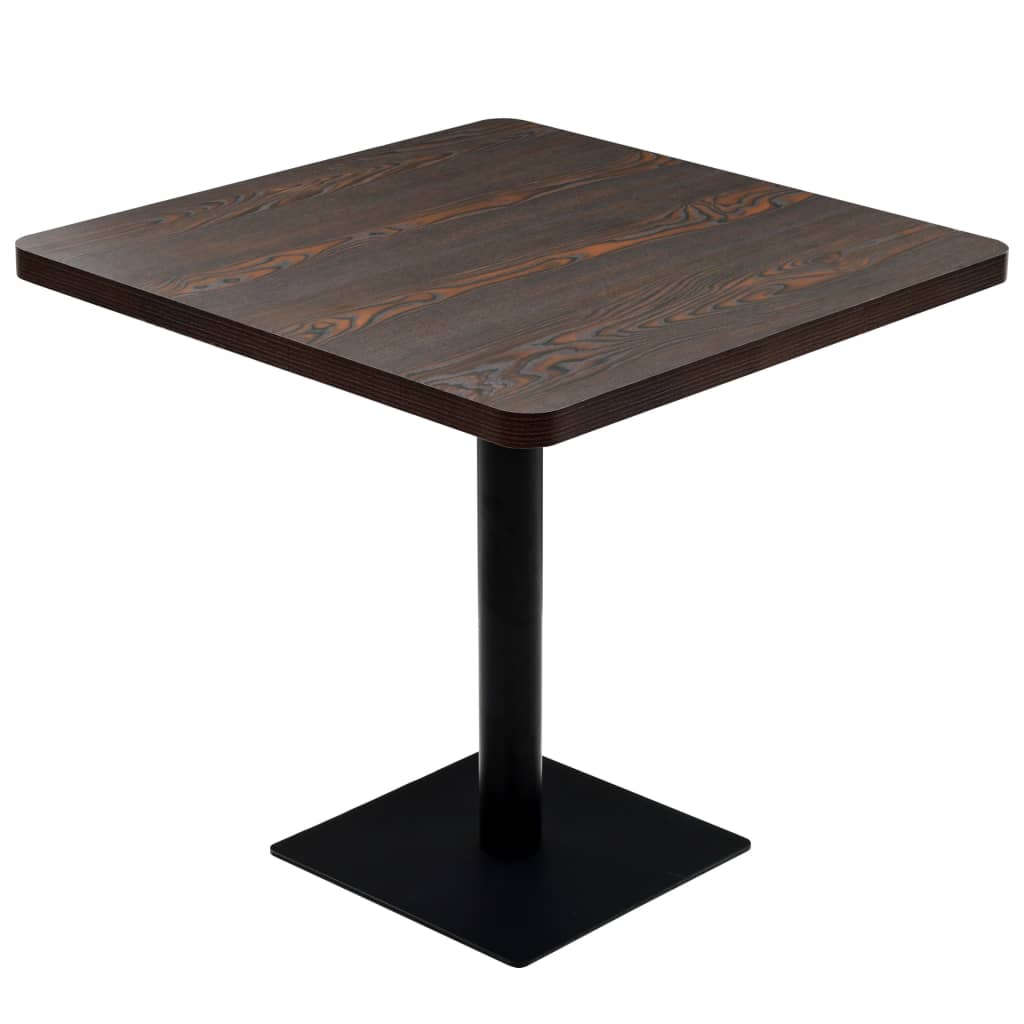 Mesa Bar Bistró Mdf Y Acero Cuadrada Fresno Oscuro 80x80x75 Cm_0