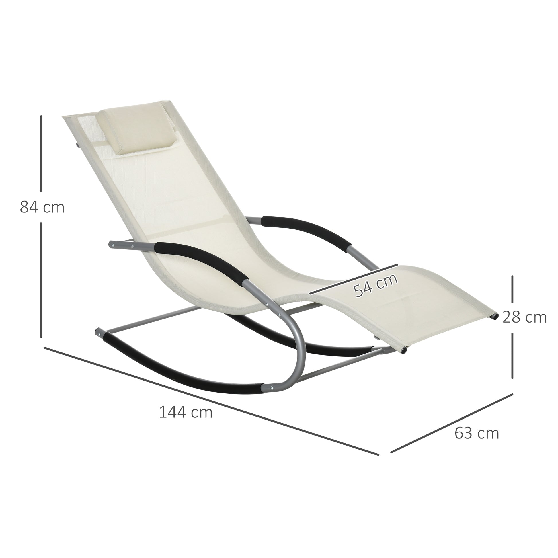 Outsunny Conjunto De 2 Mecedoras Para Jardín Con Reposacabezas 63x144x84cm Beige_2