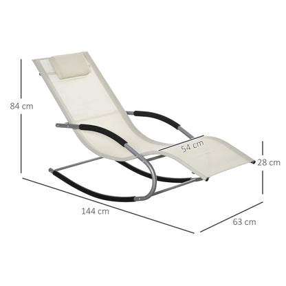 Outsunny Conjunto De 2 Mecedoras Para Jardín Con Reposacabezas 63x144x84cm Beige_2