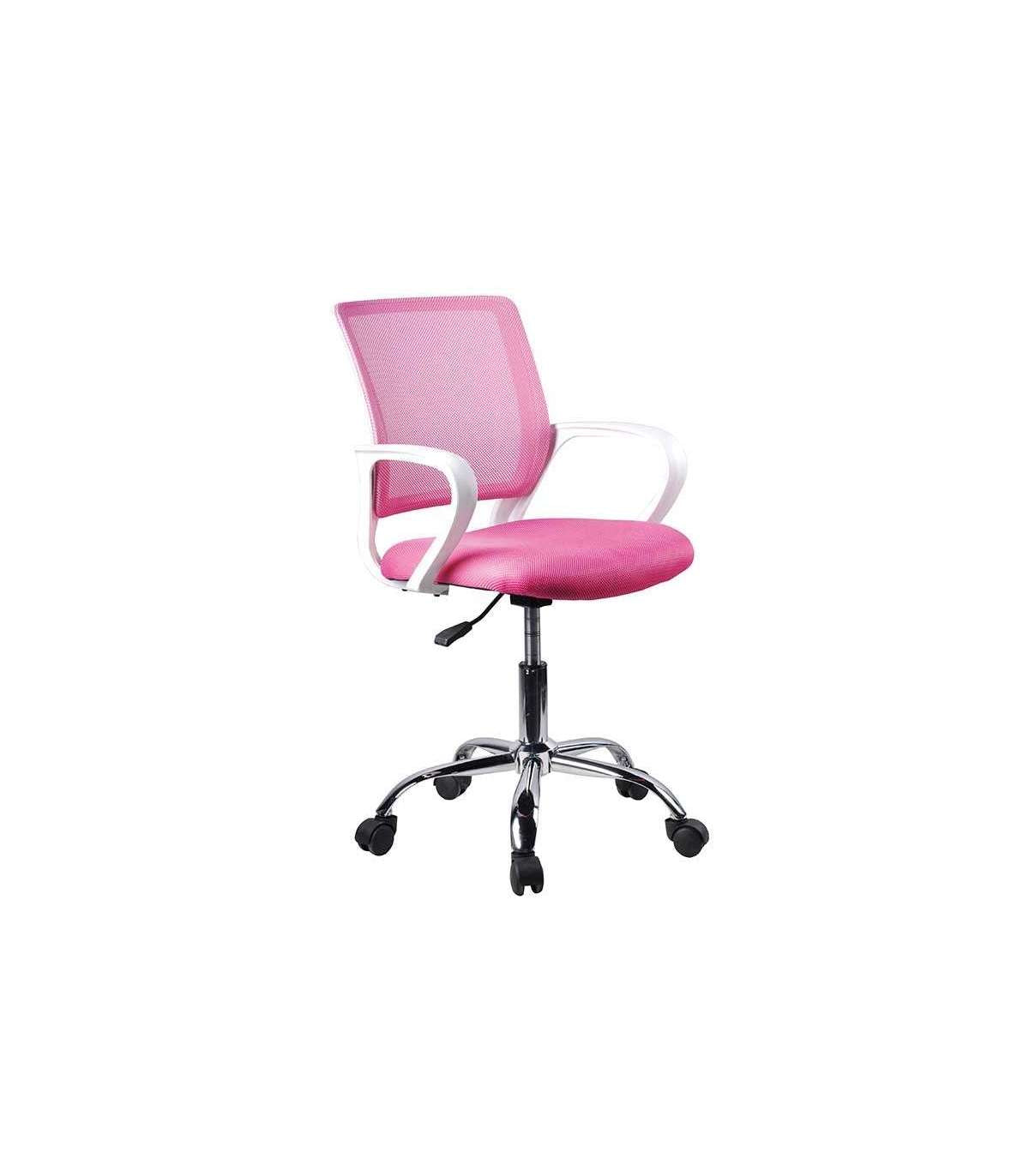 Silla Despacho De Diseño Moderno Giratoria Elevable Acabado Rosa, 53 Cm(ancho) 79/91 Cm(a_0