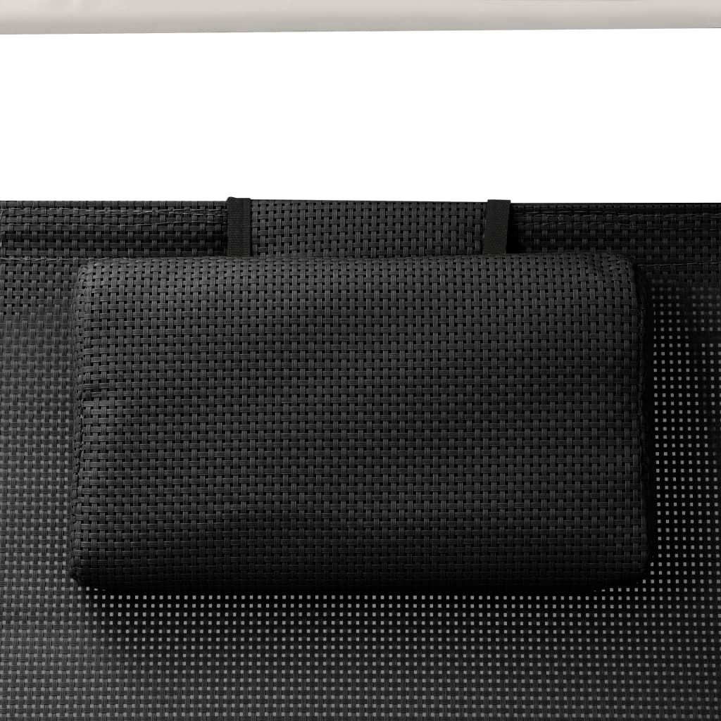 Tumbona Doble Con Toldo Textilene Negro_4