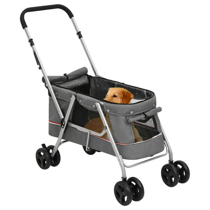 Vidaxl Cochecito Para Perros Plegable Tela Lino Gris 100x49x96 Cm_1