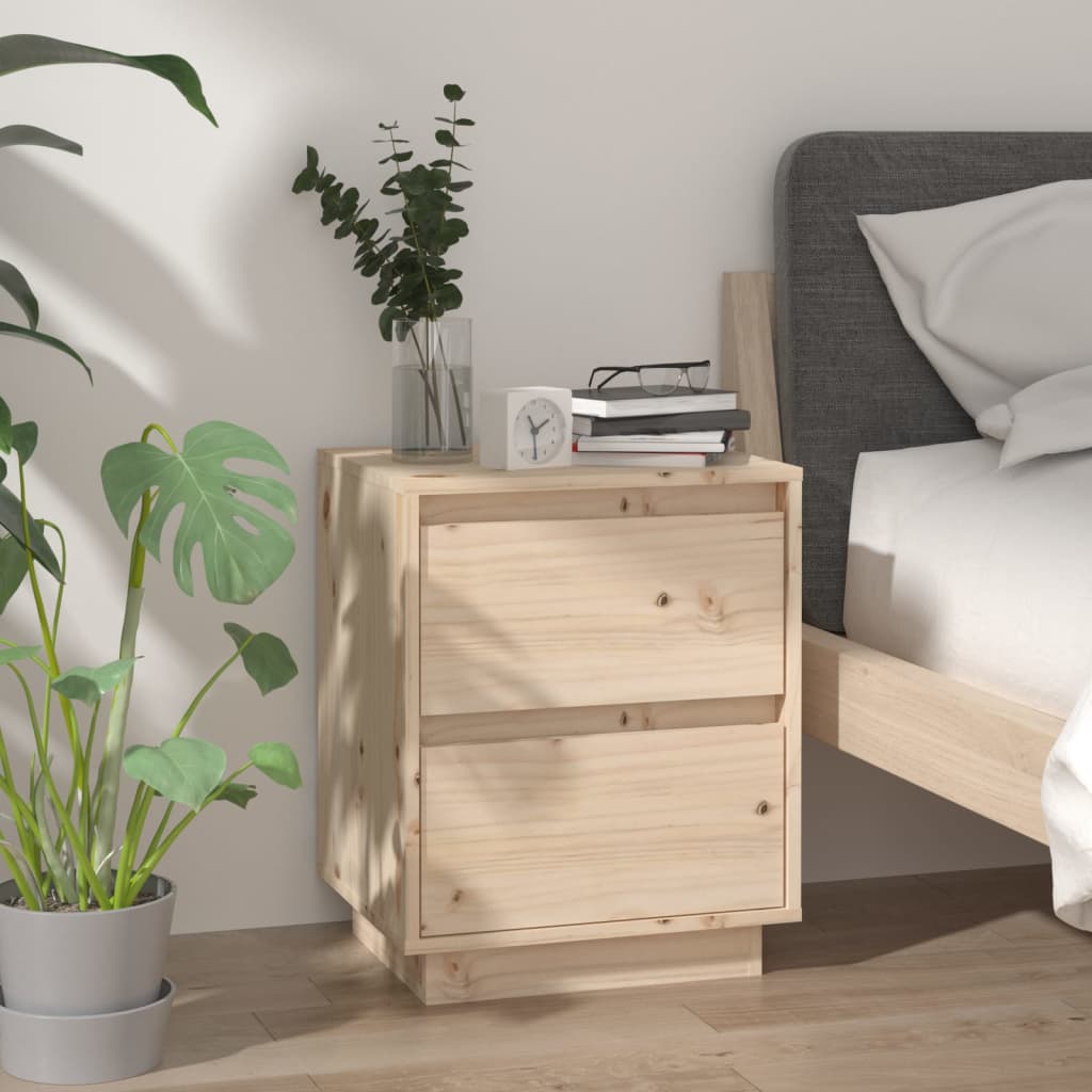 Mesitas De Noche 2 Uds Madera Maciza De Pino 40x35x50 Cm_1