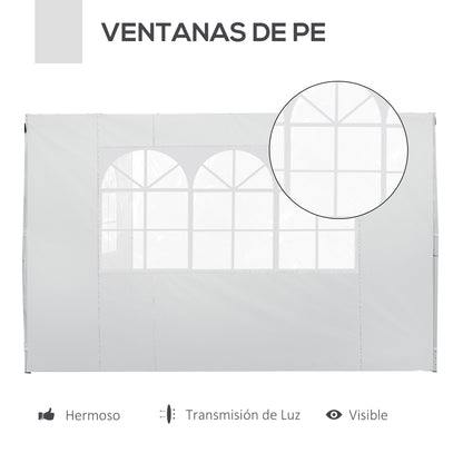Outsunny 2 Paredes Laterales 2,95x2m Con Ventanas Para Carpa 3x3 3x6 3x9 Blanco_5