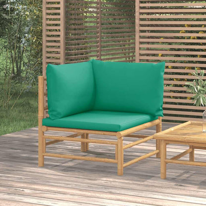 Vidaxl Sofá Esquinero De Jardín Bambú Con Cojines Verde_1