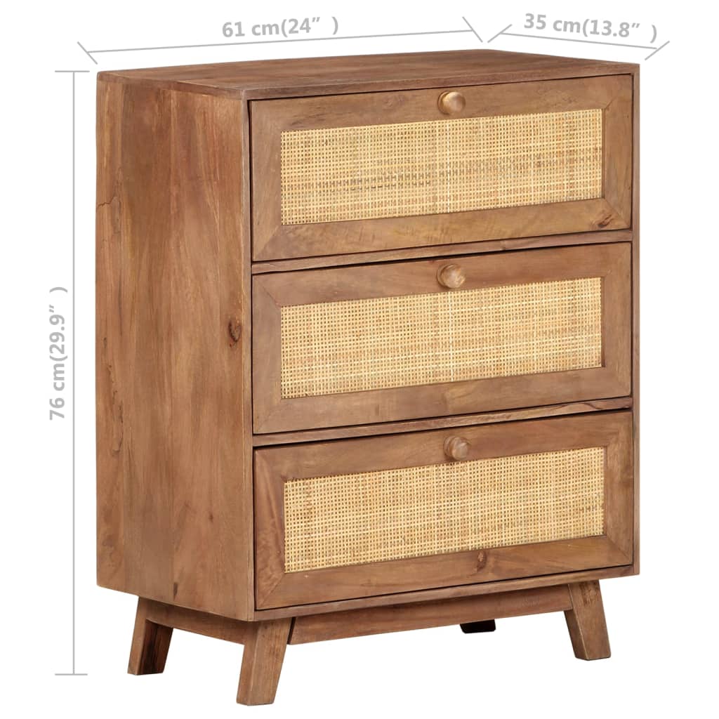 Aparador De Madera Maciza De Mango 61x35x76 Cm_4