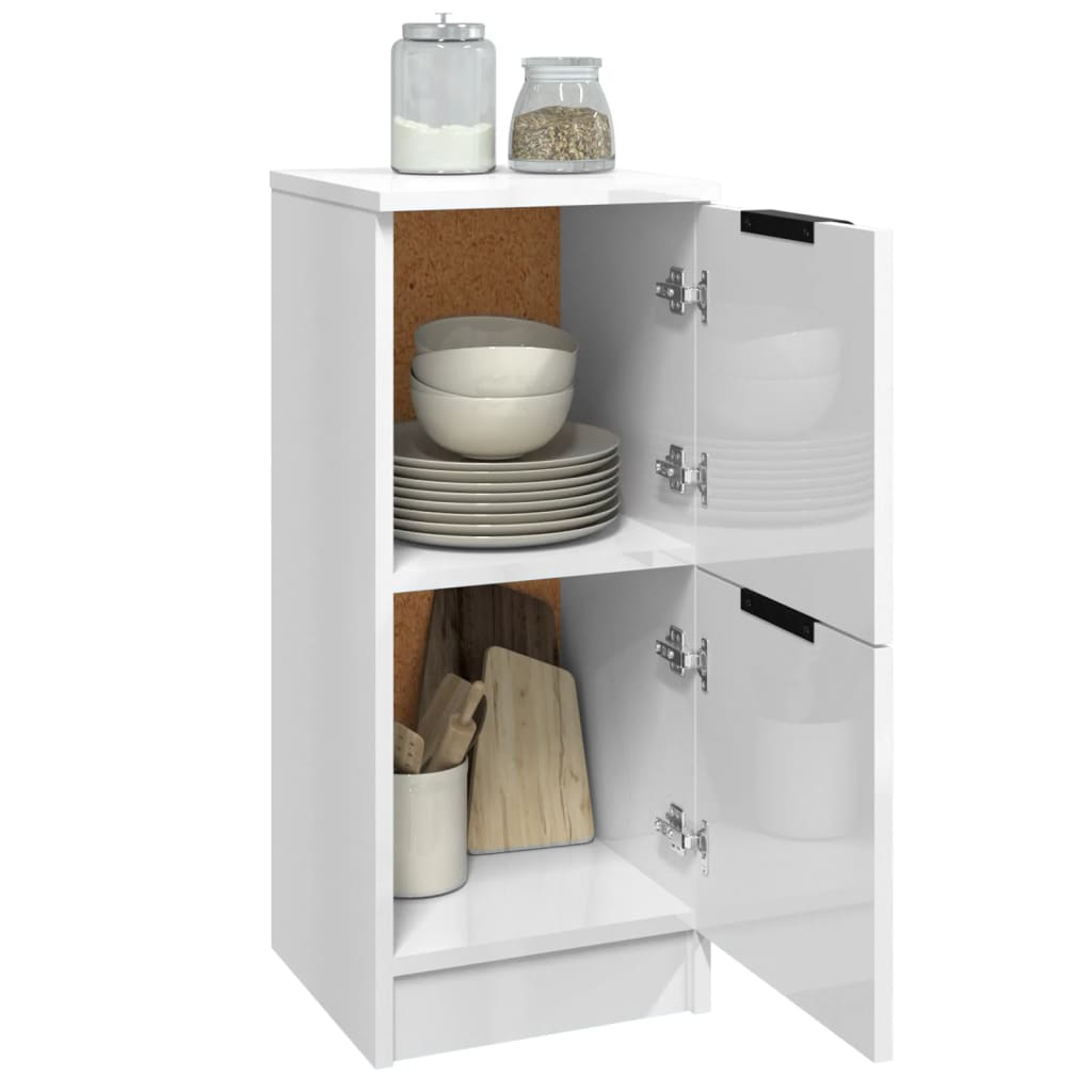 Aparadores 2 Uds Madera Contrachapada Blanco Brillo 30x30x70 Cm / Vetonek_4