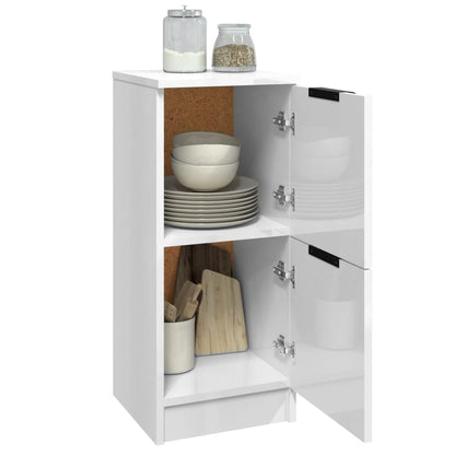 Aparadores 2 Uds Madera Contrachapada Blanco Brillo 30x30x70 Cm / Vetonek_4