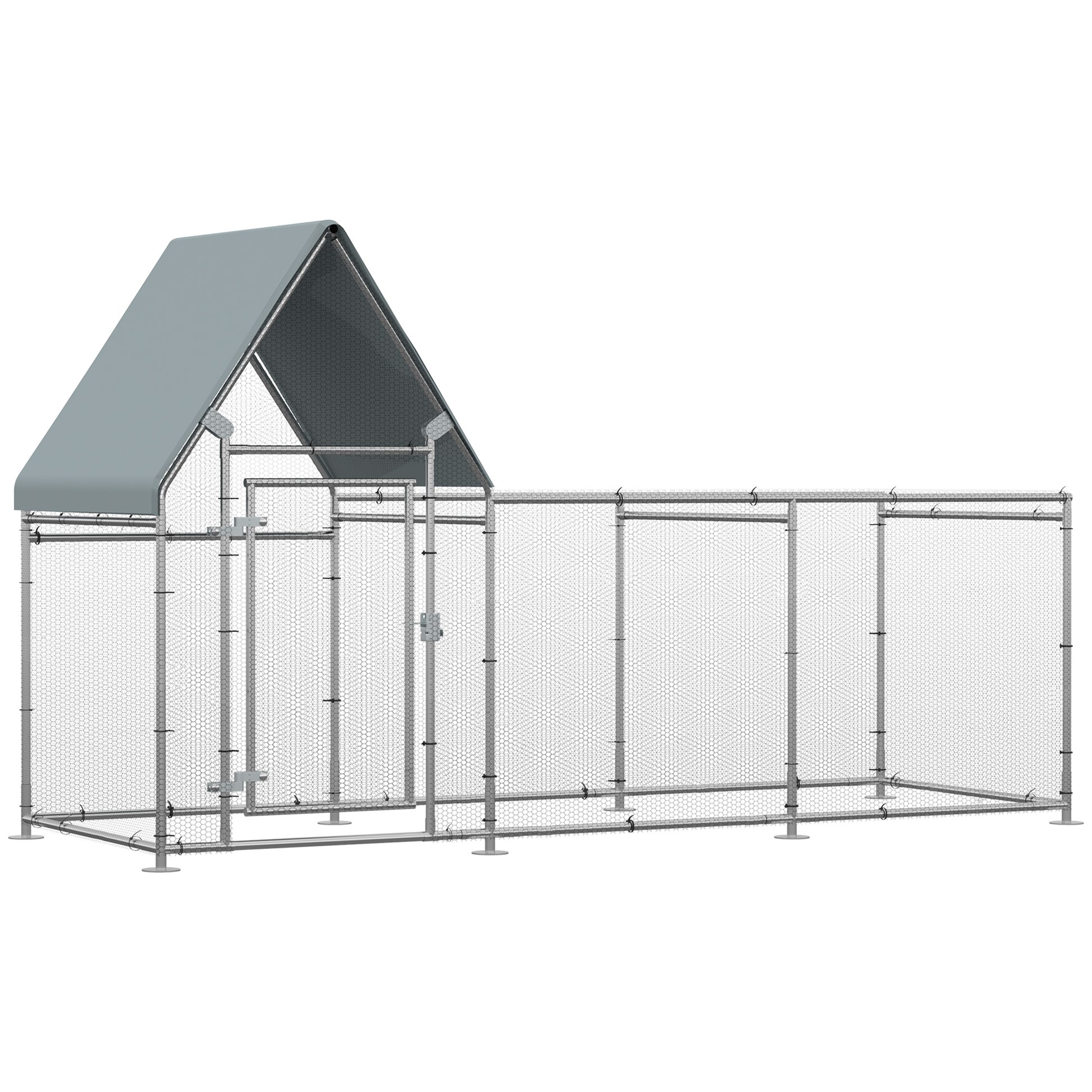 Pawhut Gallinero Exterior Grande 3,02x1,07x1,72m Acero Galvanizado Con Cerradura_0