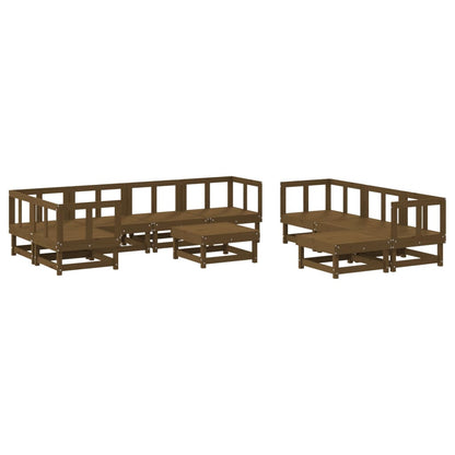 Vidaxl Juego Muebles De Jardín 10 Pzas Madera Maciza Pino Marrón Miel_0