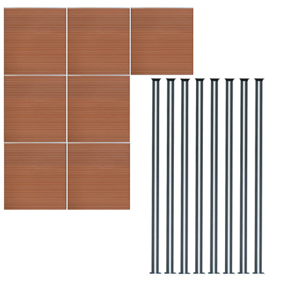 Vallas Para Exteriores De Wpc Y Aluminio - 8x Paneles + 9x Postes | Marrón_0