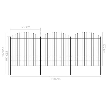 Valla De Jardín Con Puntas De Lanza Acero Negro (1,75-2)x5,1 M / Vetonek_3
