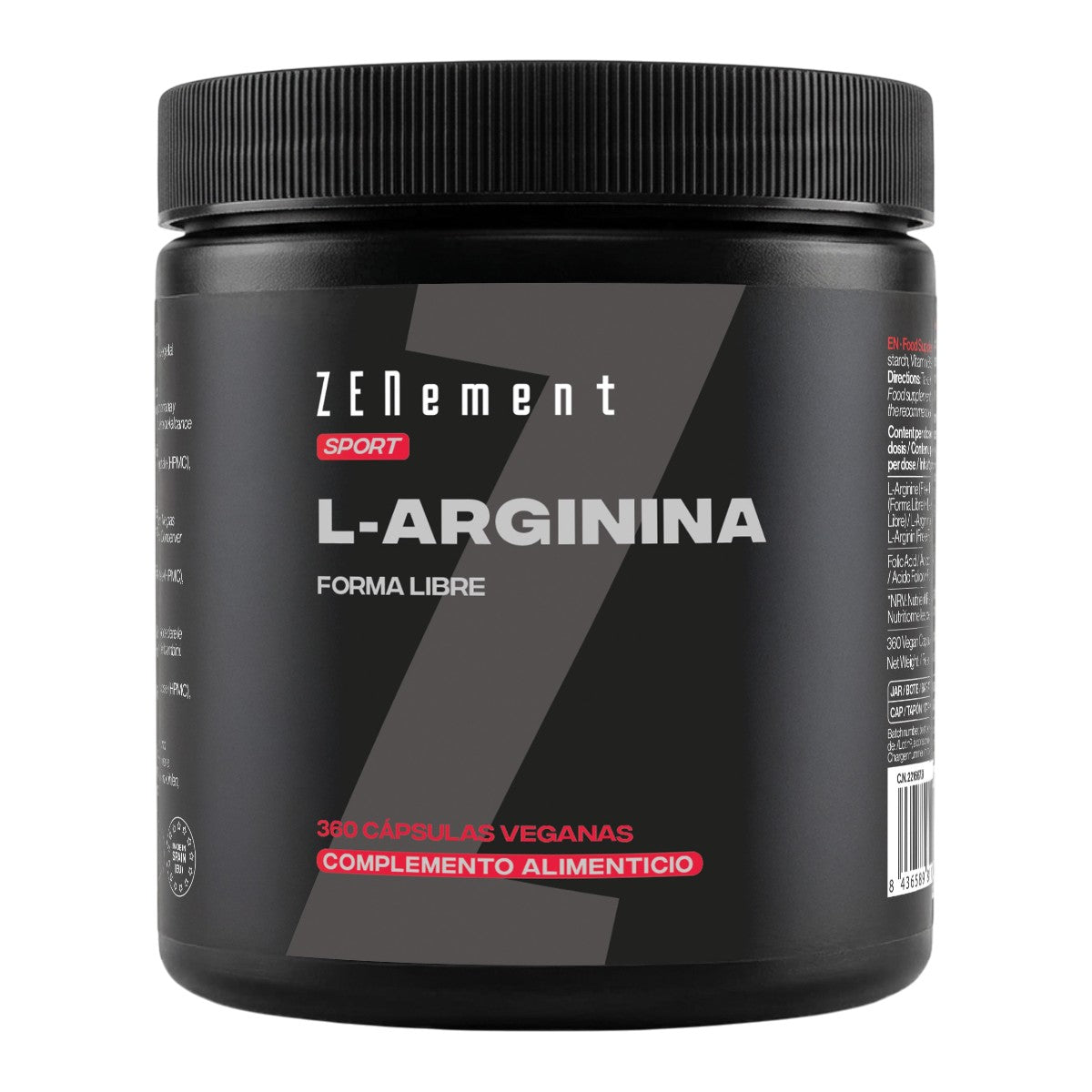 L-Arginina 700 mg Zenement 360 Cápsulas Veganas