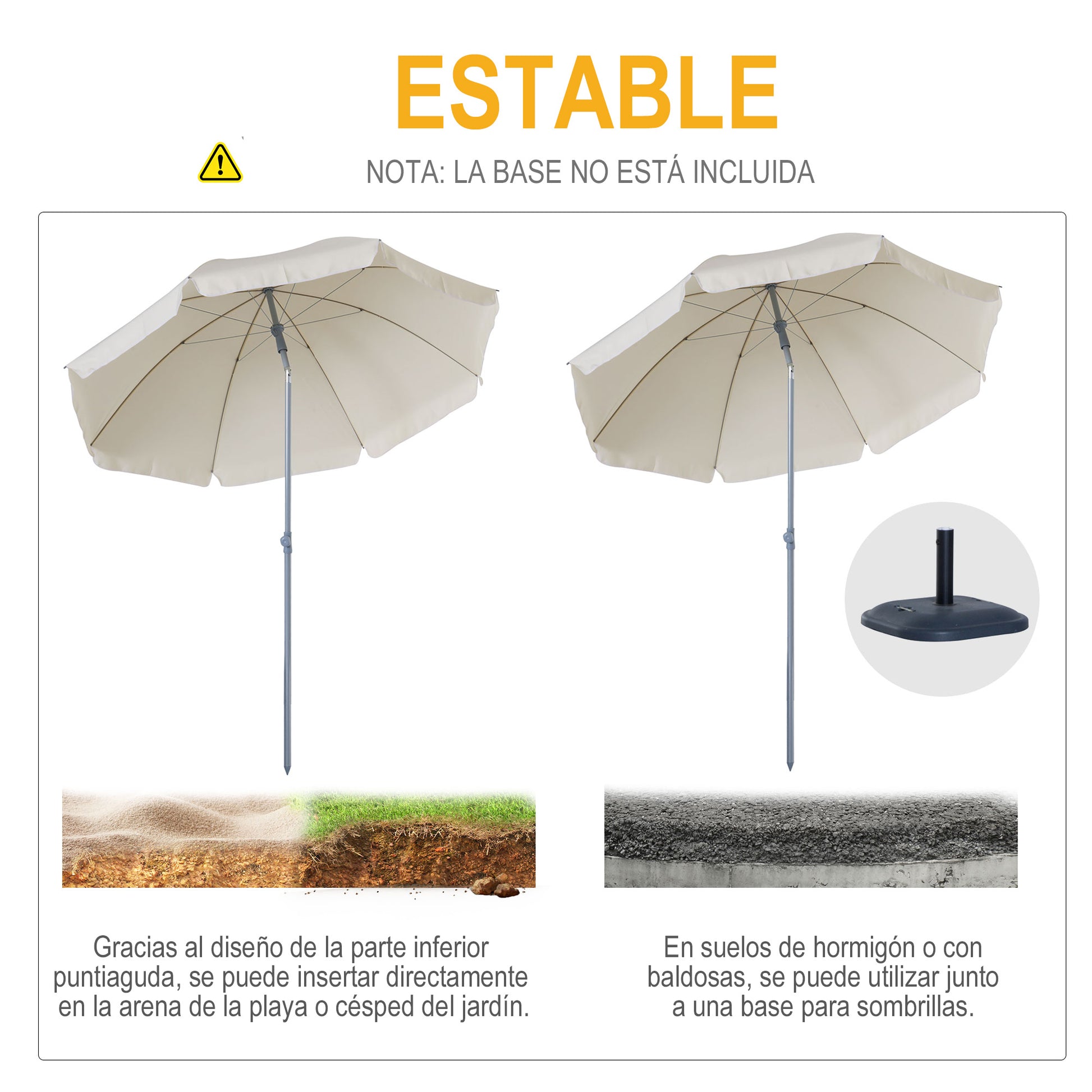 Outsunny Sombrilla De Playa Diámetro Ø202 Cm Con Techo Inclinable Poste_5