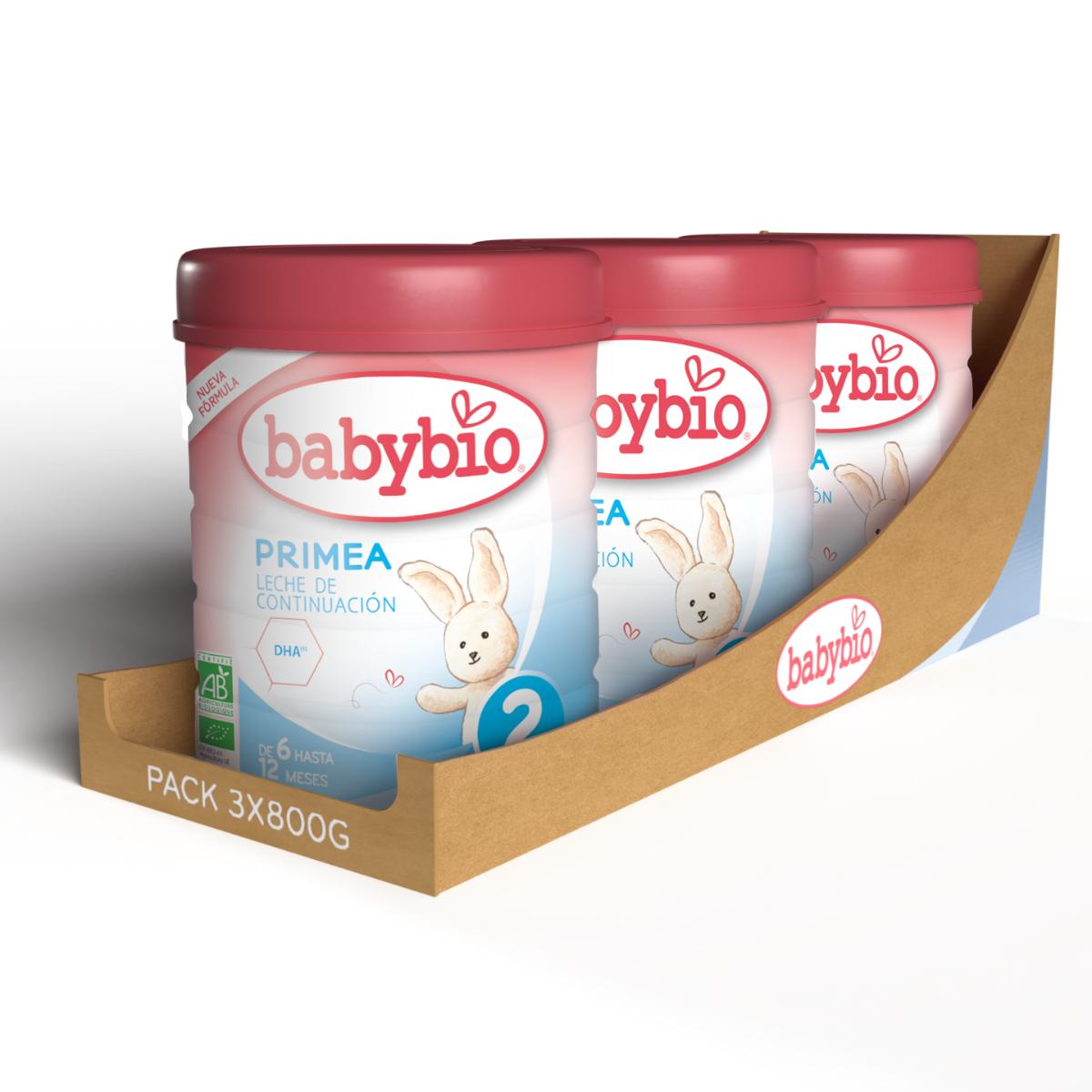 Pack 3 uds Leche continuación Primea 2 Ecológica Babybio 800 g