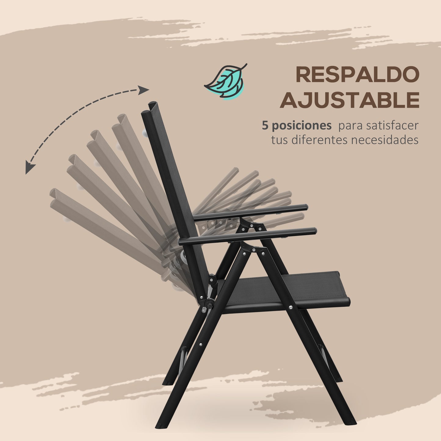 Outsunny Conjunto De Muebles De Jardín De Aluminio 7 Piezas Con 6 Sillas Y Mesa_5