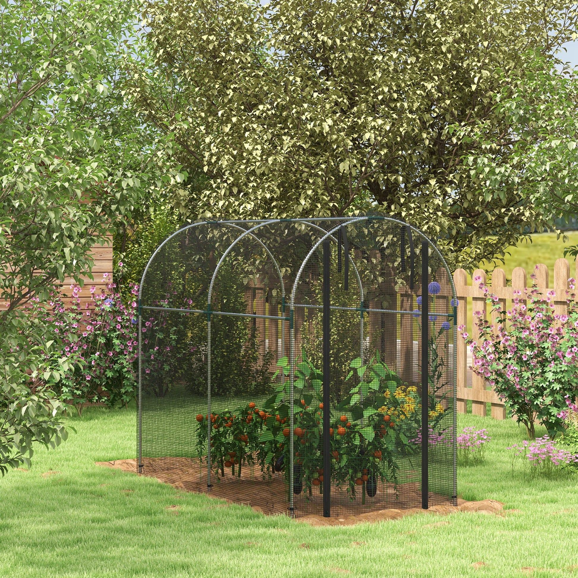 Outsunny Jaula De Cultivo Con 1 Puerta Con Cremallera 120x240x188 Cm Negro_1