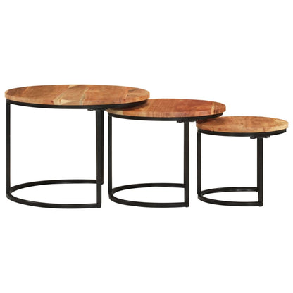 Mesas Apilables 3 Piezas Madera Maciza De Acacia_1