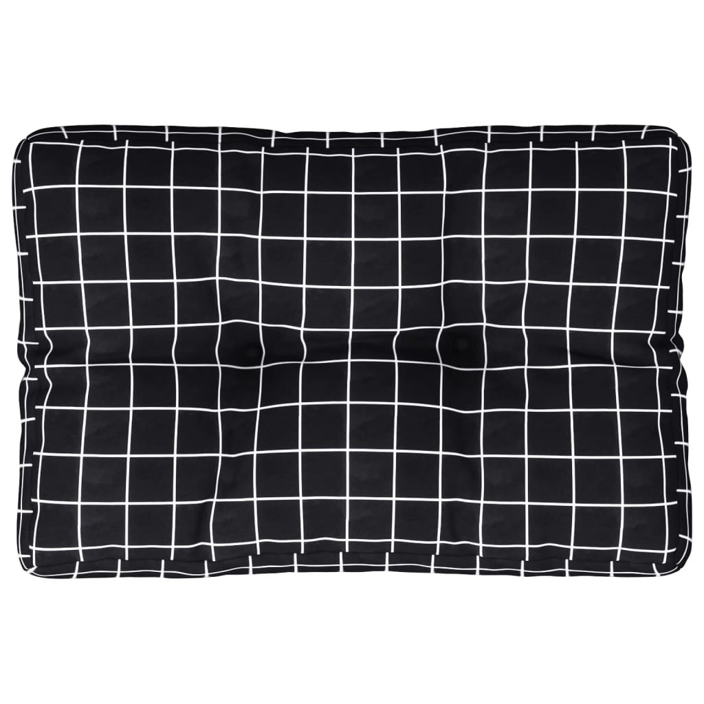 Vidaxl Cojín Para Palés Tela A Cuadros Negro 60x40x12 Cm_0