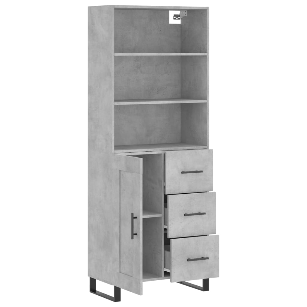 Aparador Alto Madera Contrachapada Gris Hormigón 69,5x34x180 Cm_3