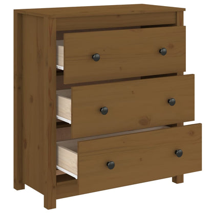 Aparador De Madera Maciza De Pino Marrón Miel 70x35x80 Cm / Vetonek_2