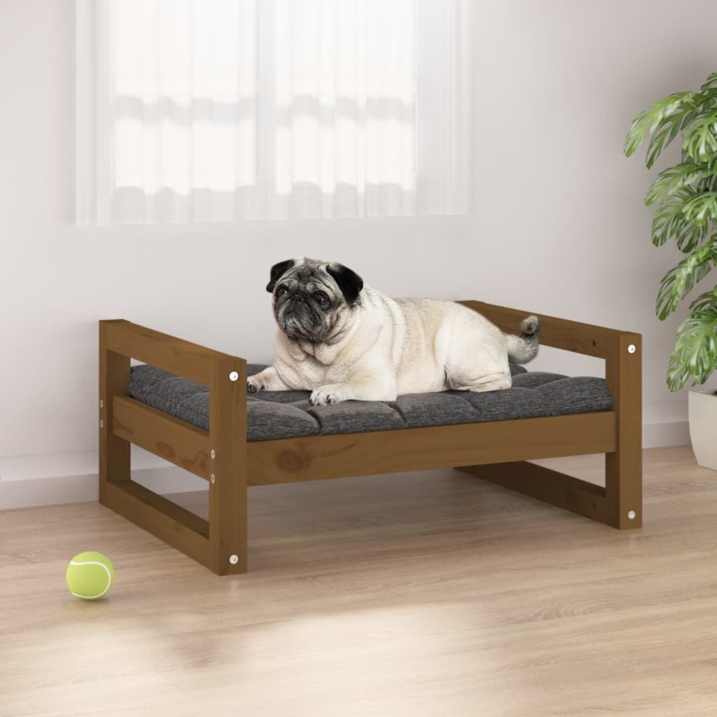 Vidaxl Cama Para Perros Madera Maciza Pino Marrón Miel 65,5x50,5x28 Cm_1
