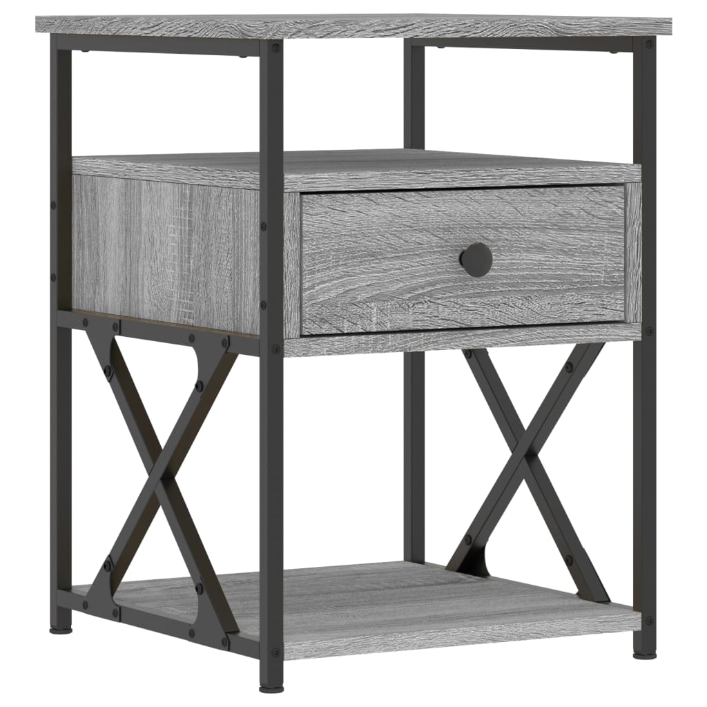 Mesita De Noche Madera De Ingeniería Gris Sonoma 40x42x55 Cm_0