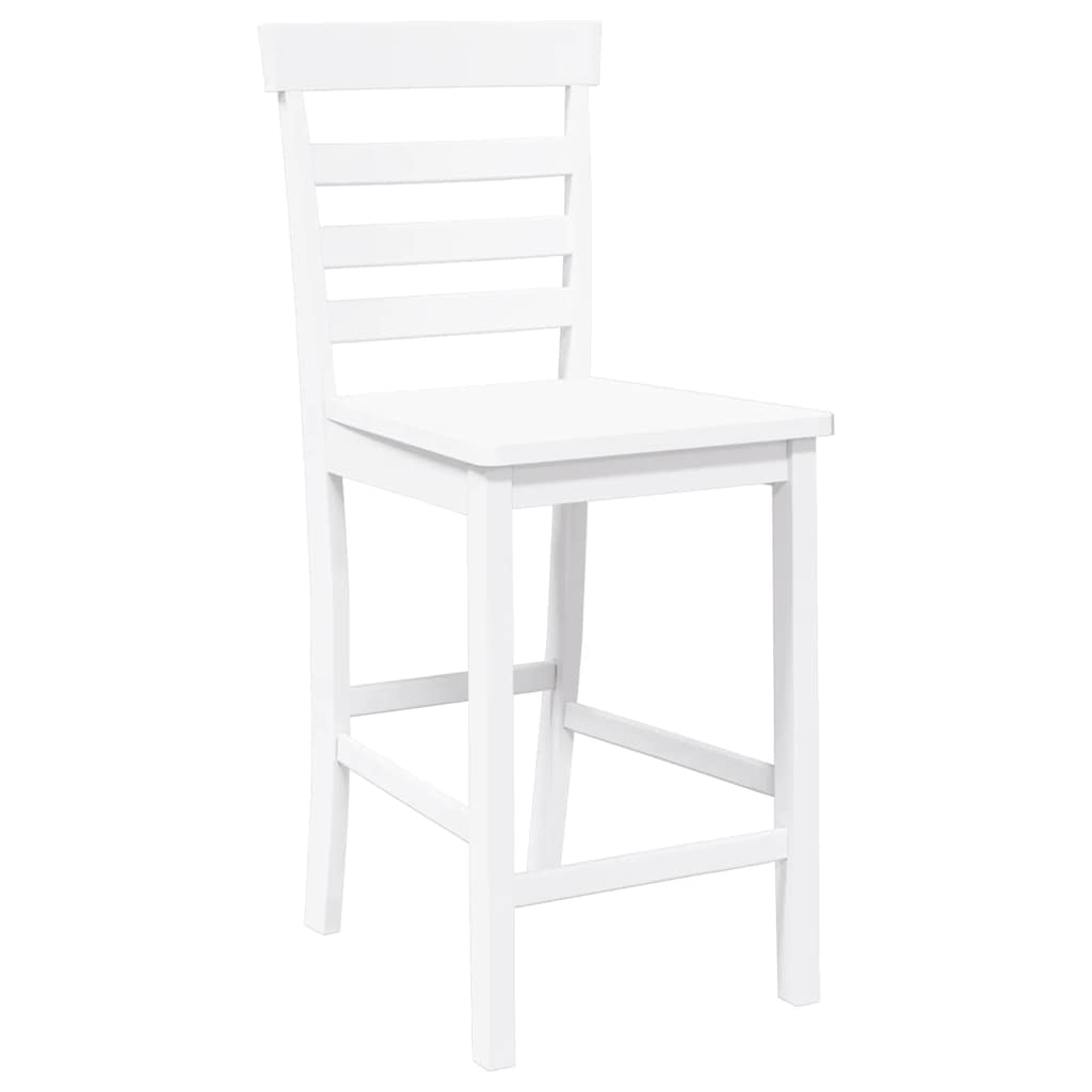 Taburetes De Bar 2 Uds Madera Maciza Blanca Caucho_2