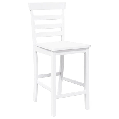 Taburetes De Bar 2 Uds Madera Maciza Blanca Caucho_2