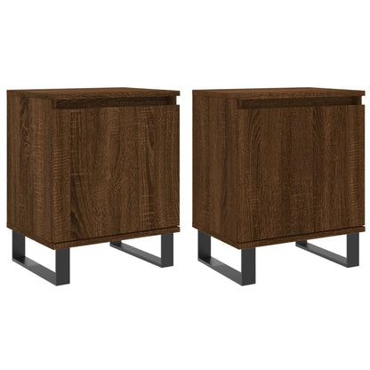 Mesita De Noche 2 Uds Madera Ingeniería Roble Marrón 40x30x50cm_0