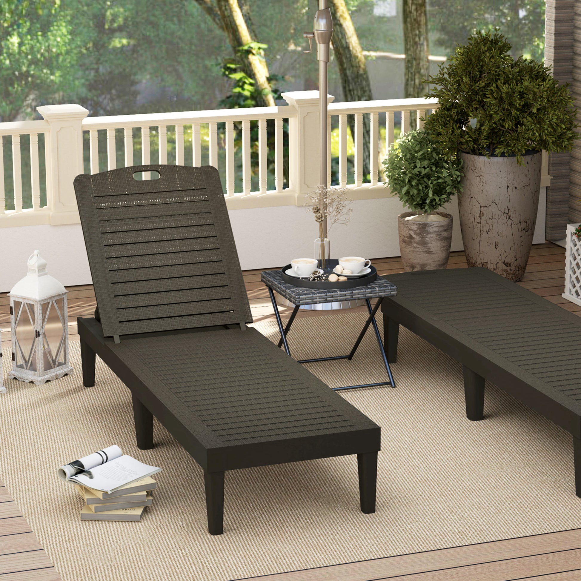 Outsunny Pack De 2 Tumbonas De Jardín Exterior Respaldo Ajustable Negro_4