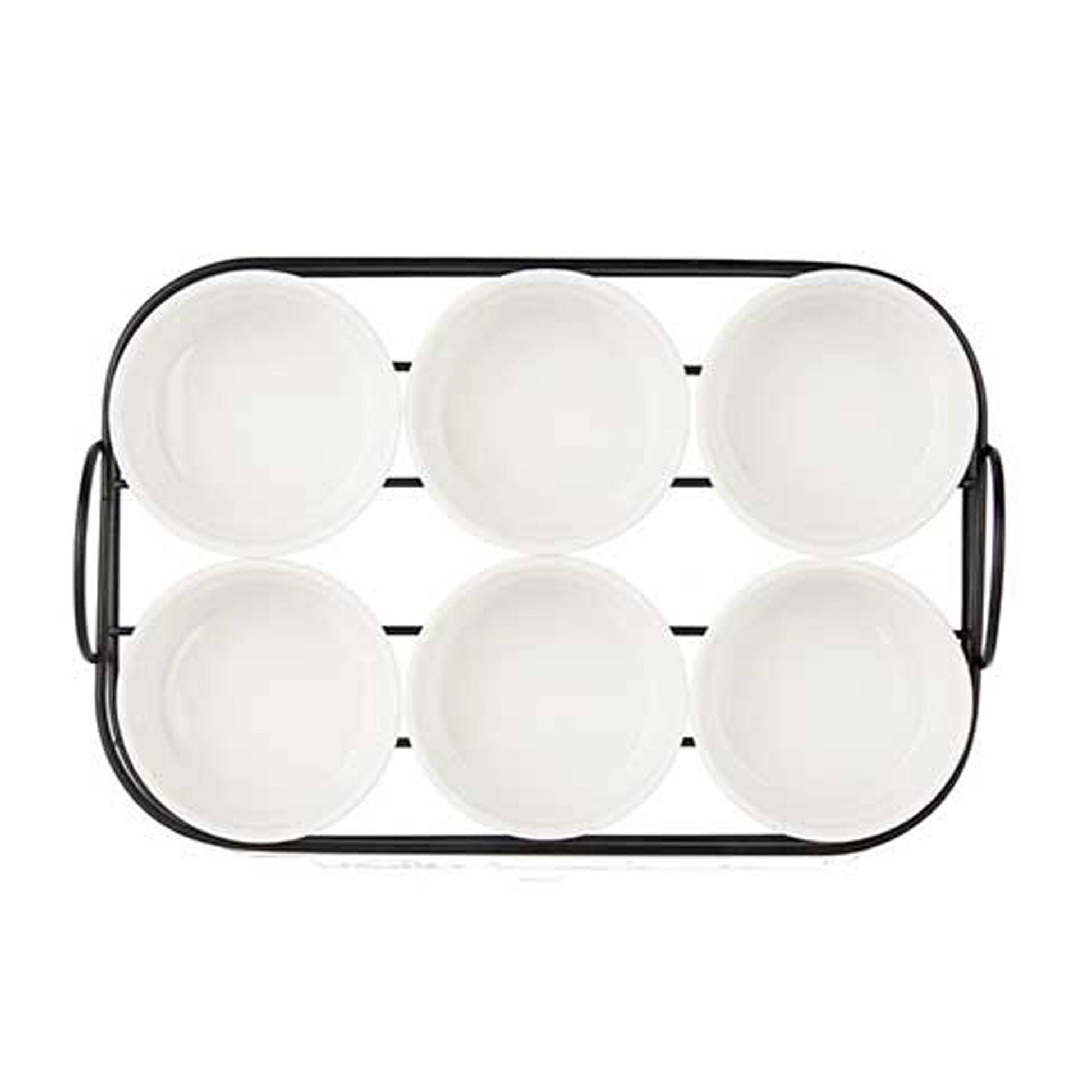 Set 6 Pzs Aperitivo Con Soporte Porcelan Colección Vessia