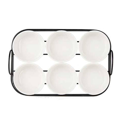 Set 6 Pzs Aperitivo Con Soporte Porcelan Colección Vessia