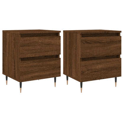 Mesitas Noche 2 Uds Madera Ingeniería Marrón Roble 40x35x50 Cm_0