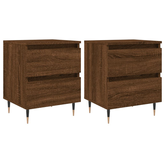Mesitas Noche 2 Uds Madera Ingeniería Marrón Roble 40x35x50 Cm_0
