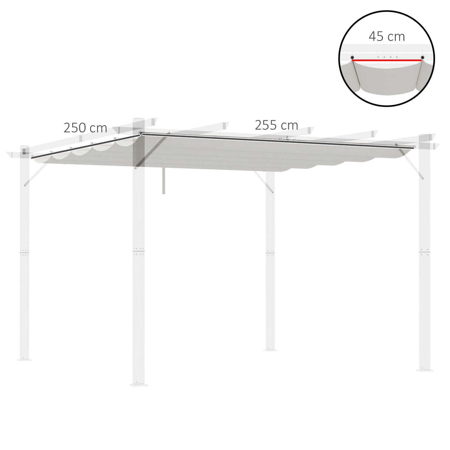 Outsunny Cubierta Para Pérgola Retráctil 2,5x2,55m Para Marco De 3x3 M Crema_2