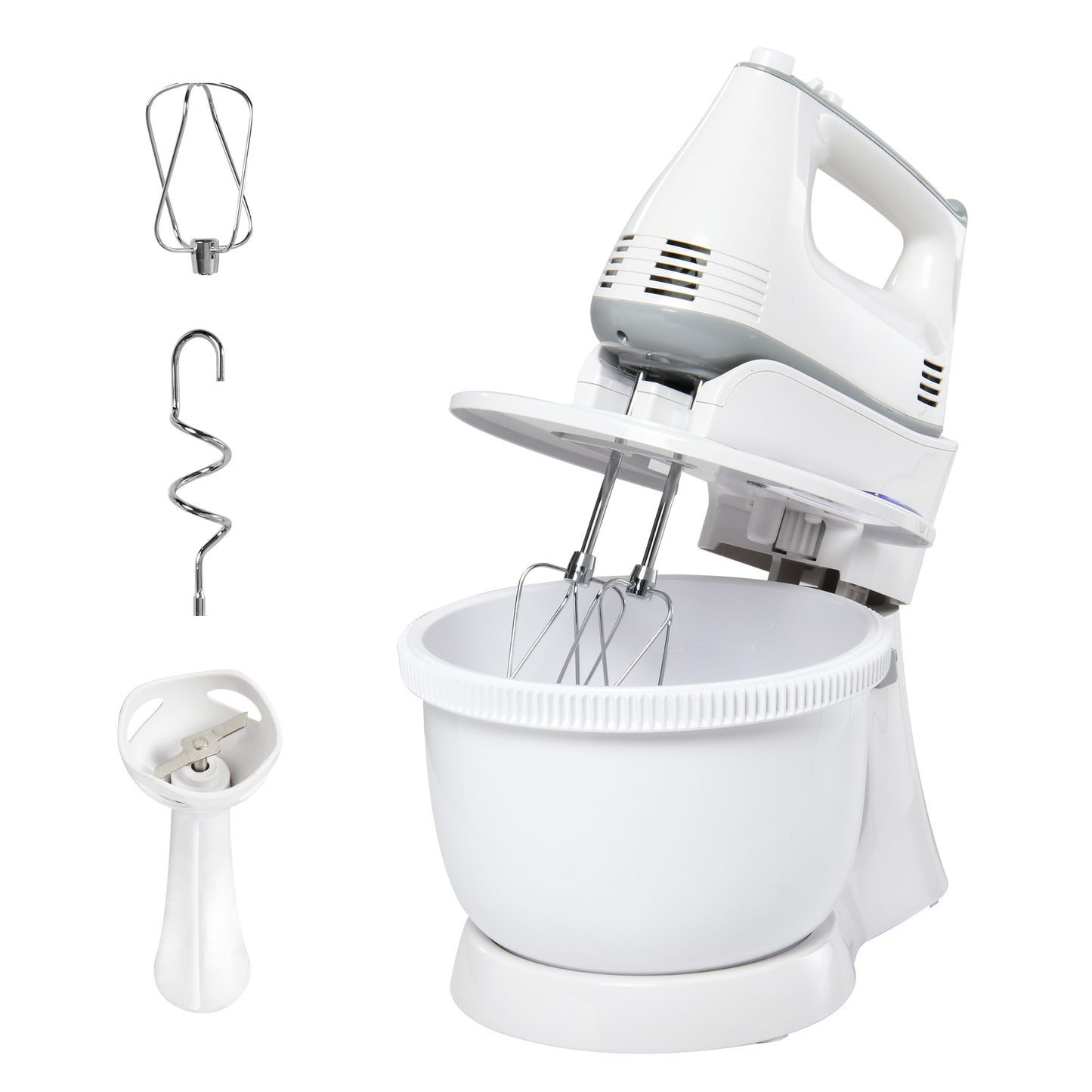 Homcom Batidora Amasadora Repostería 3.4 L 6 Velocidades 300w Acero Inoxidable_0