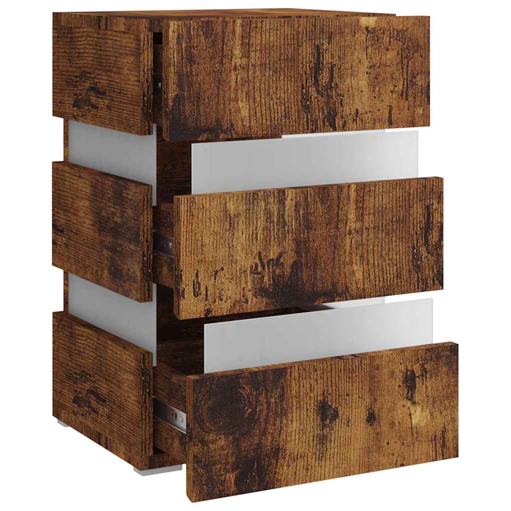 Mesita De Noche Led Madera Ingeniería Roble Ahumado 45x35x67 Cm_2