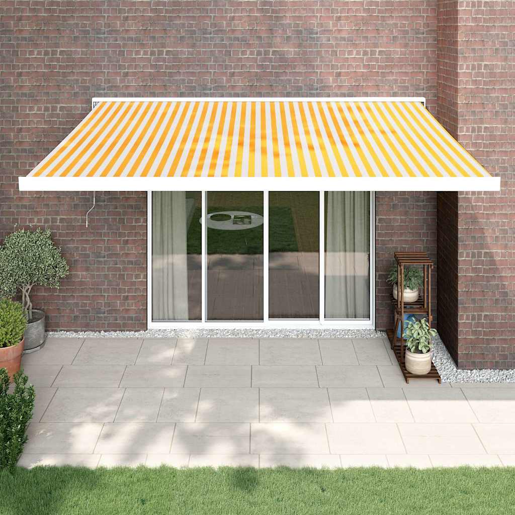 Toldo Retráctil Aluminio Y Tela Amarillo Y Blanco 4,5x3 M_1