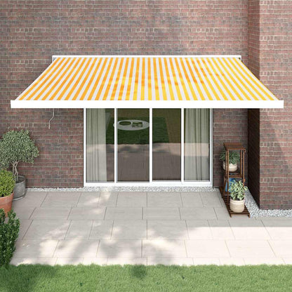 Toldo Retráctil Aluminio Y Tela Amarillo Y Blanco 4,5x3 M_1