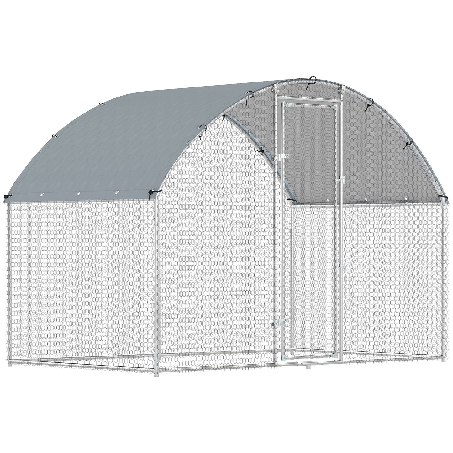 Pawhut Gallinero Para Exterior 2,8x1,7x1,9 M Para 5-8 Gallinas Plata_0