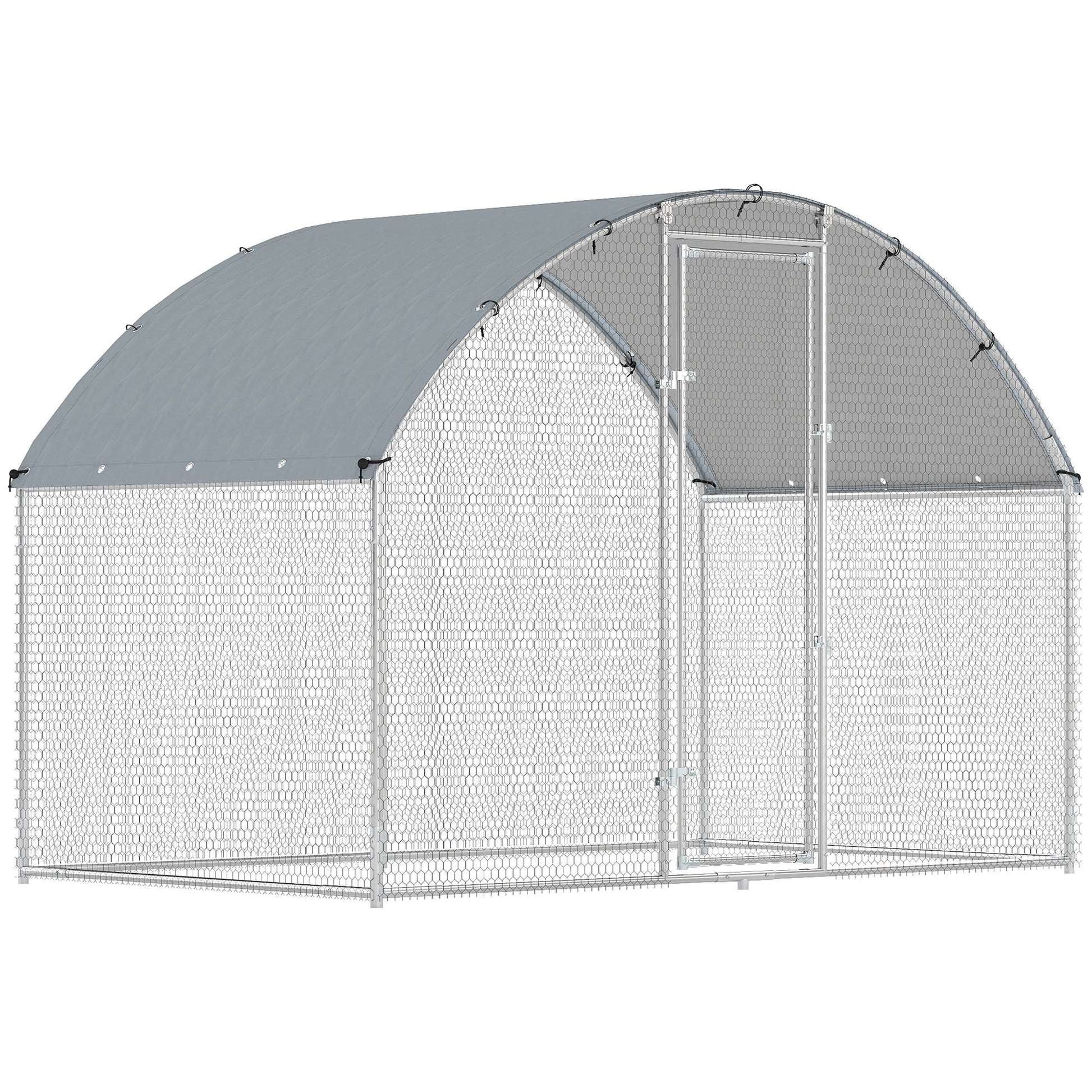 Pawhut Gallinero Para Exterior 2,8x1,7x1,9 M Para 5-8 Gallinas Plata_0