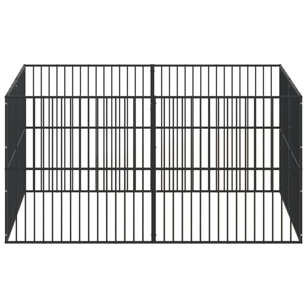 Corralito Para Perros Con 8 Paneles Acero Galvanizado Negro_4