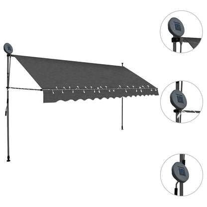Toldo Manual Retráctil Con Led Gris Antracita 400 Cm_2