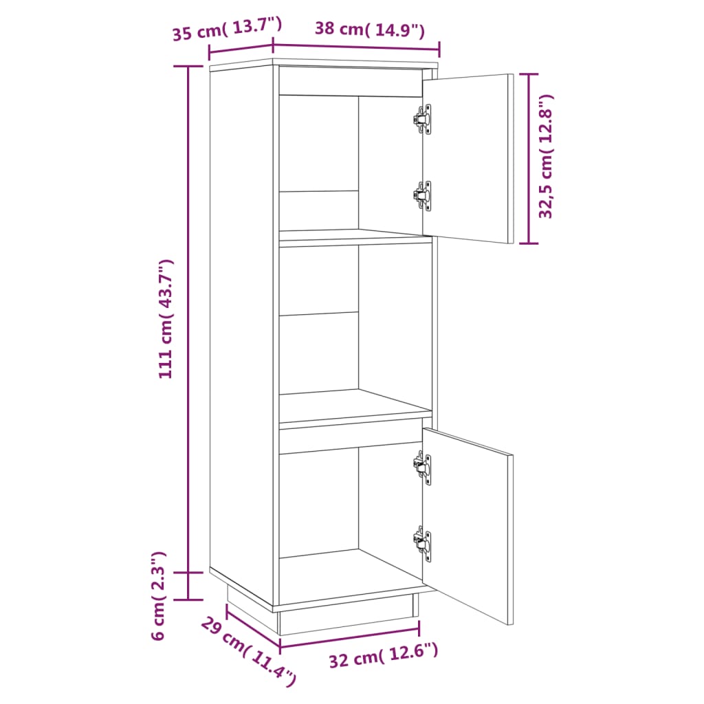 Aparador Alto De Madera Maciza De Pino Banco 38x35x117 Cm / Vetonek_1