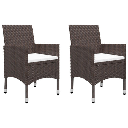 Set De Bistró De Jardín 3 Pzas Ratán Pe Vidrio Templado Marrón / Vetonek_2