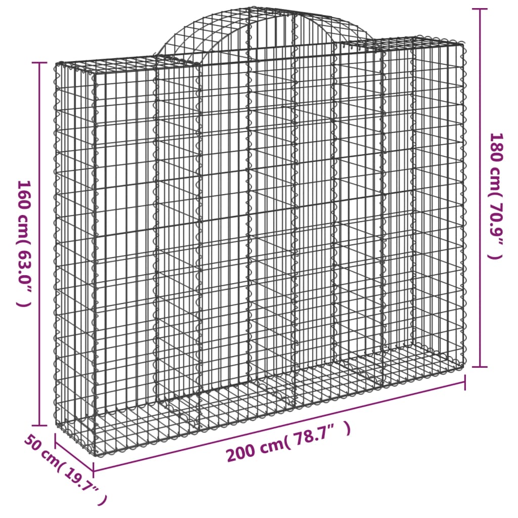 Cestas Gaviones 11 Uds Forma De Arco Hierro 200x50x160/180 Cm_5
