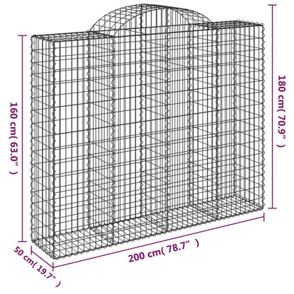 Cestas De Gaviones 2 Uds Forma De Arco Hierro 200x50x160/180 Cm_5